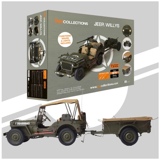 Model Kit Diamant Willy's Jeep met Trailer - 1:8